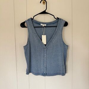 Z Supply Light Blue Sleeveless Button Tank